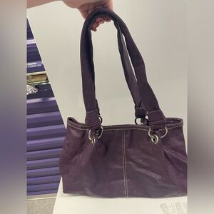 Payless Plum Leather Shoulder Bag with Silver Hardware
